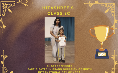 B+ Grade Winner, participated in ninth International Day of Yoga - Yogasana Sports Championship 2023-24
